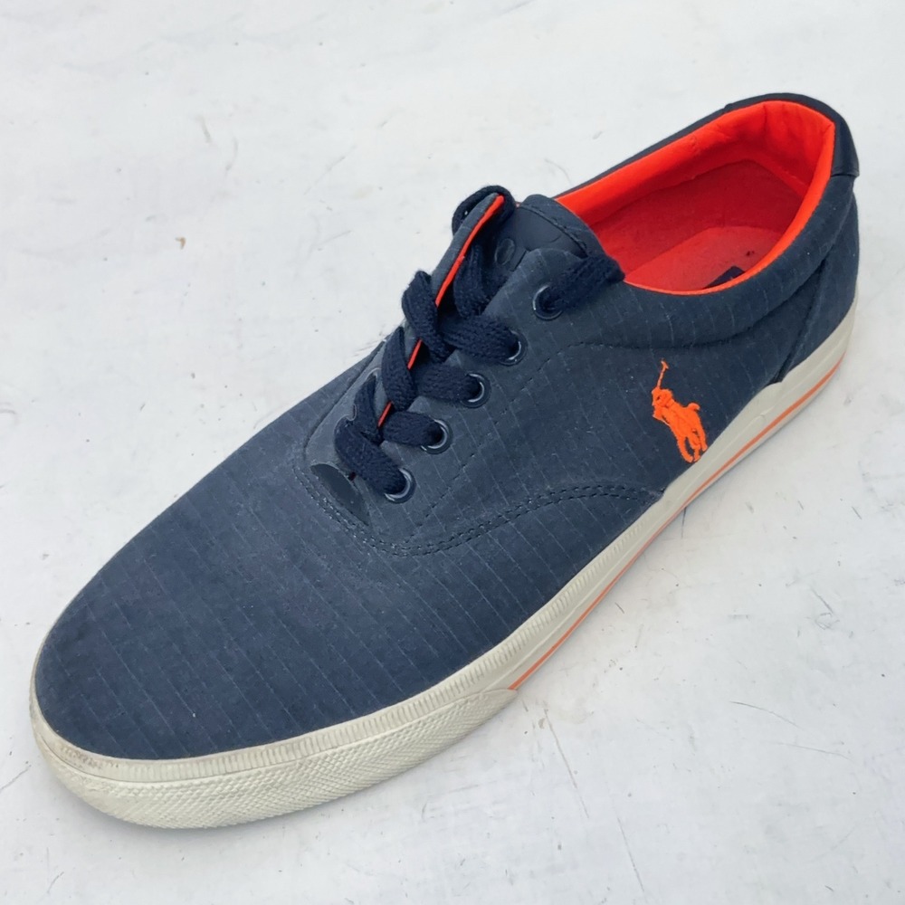 Polo Ralph Lauren Navy Orange Pony Vaughn Sneakers Mens 11 Ripstop Low Sneakers